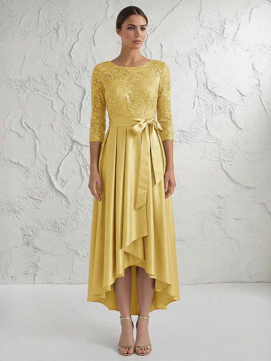 A Line/Princess Round Neck Elegant Mother of the Bride Dresses with Bow