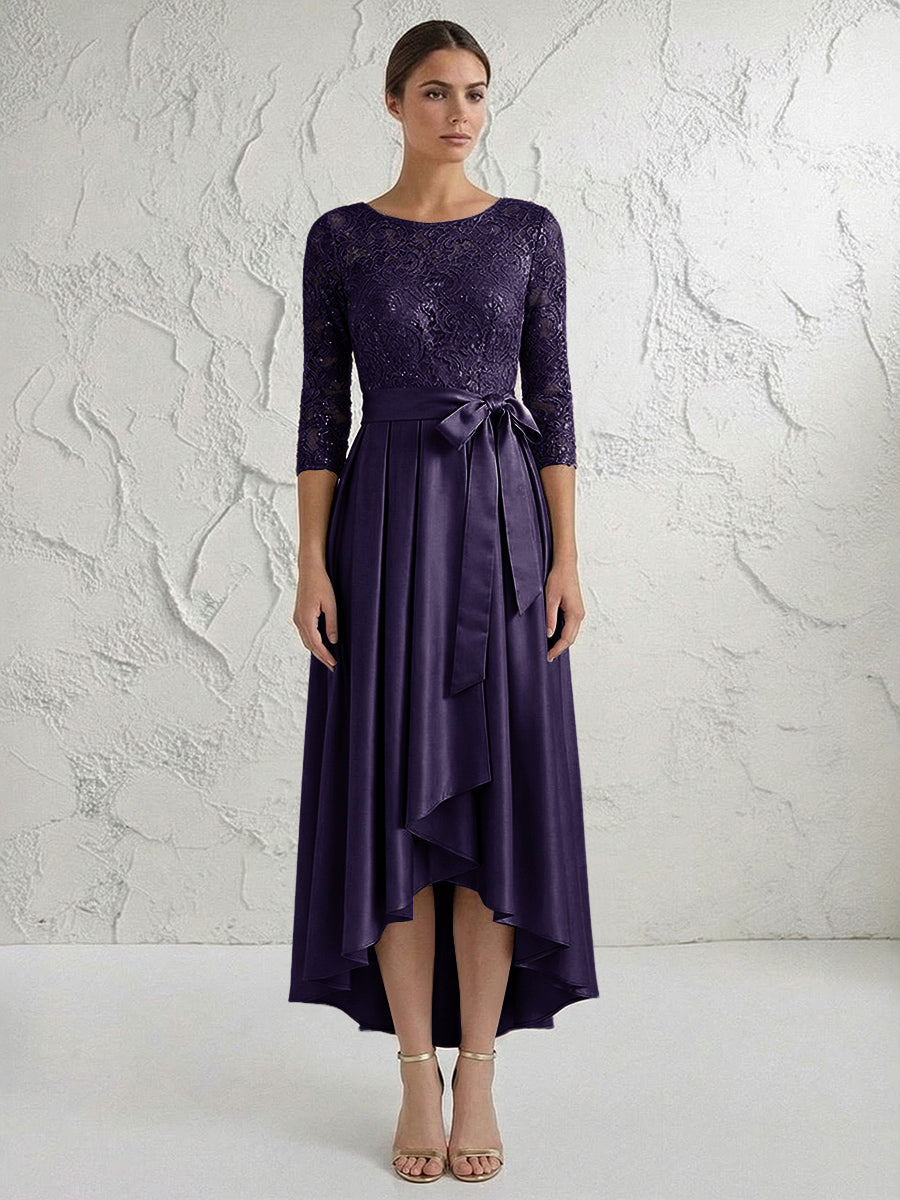 A Line/Princess Round Neck Elegant Mother of the Bride Dresses with Bow