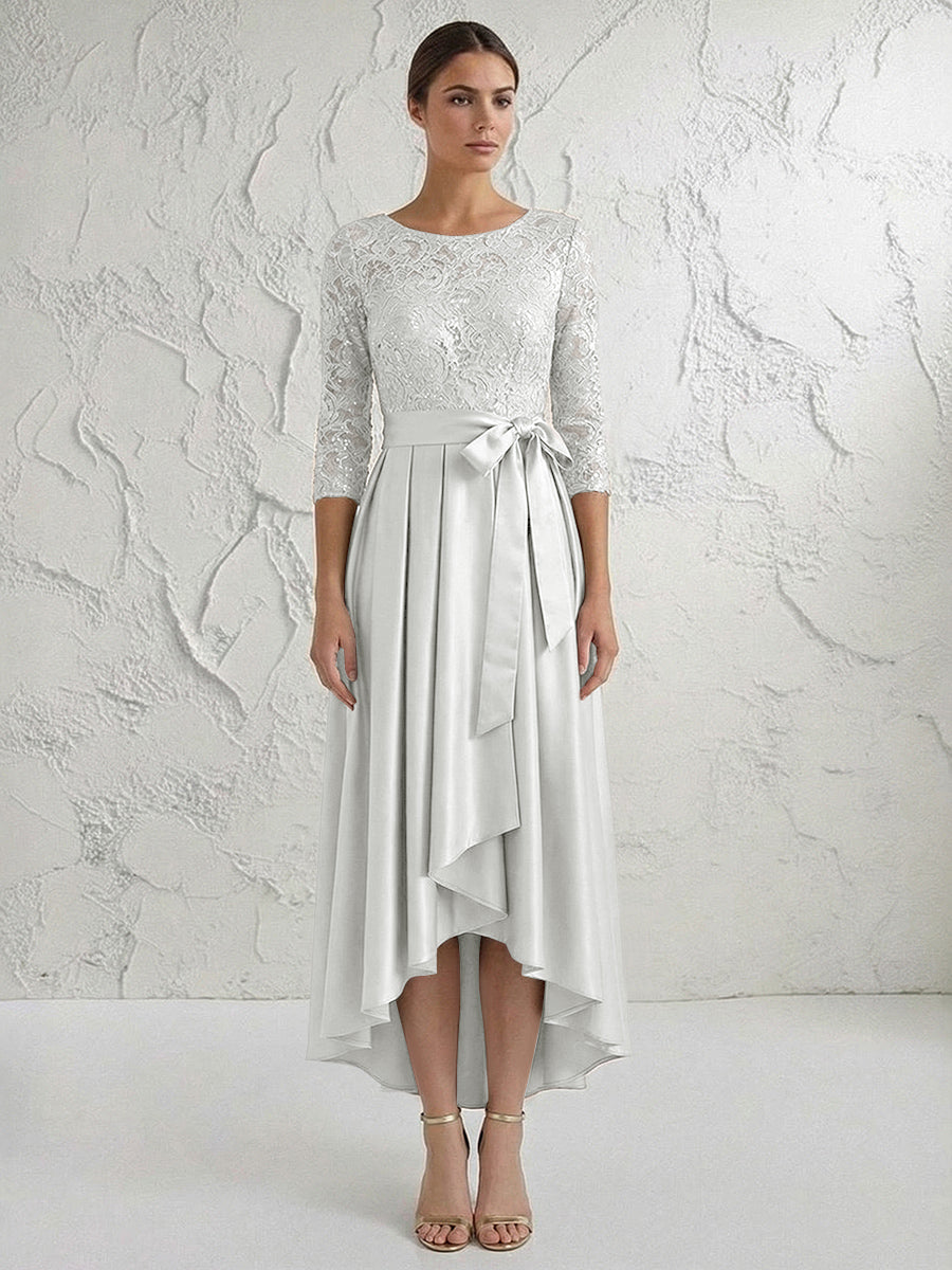 A Line/Princess Round Neck Elegant Mother of the Bride Dresses with Bow