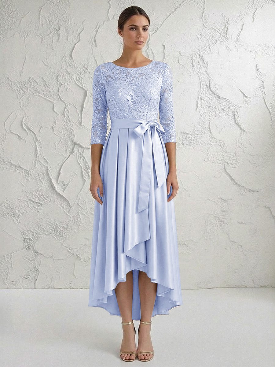 A Line/Princess Round Neck Elegant Mother of the Bride Dresses with Bow