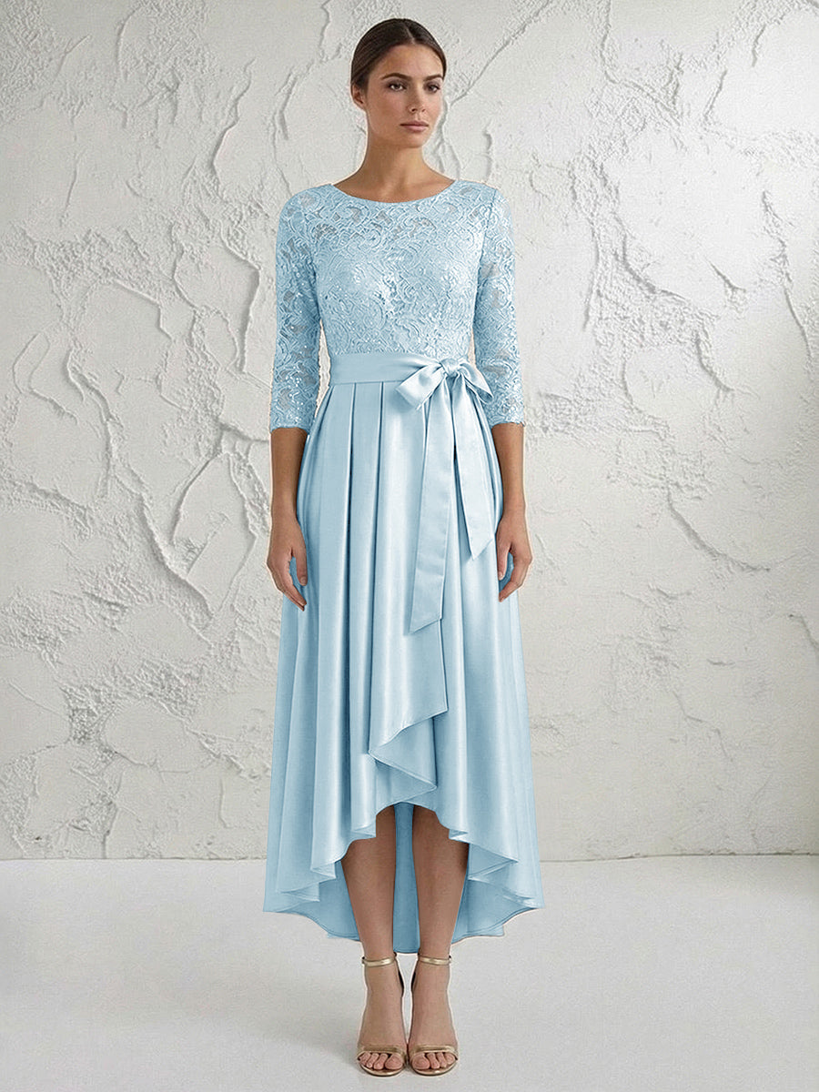 A Line/Princess Round Neck Elegant Mother of the Bride Dresses with Bow