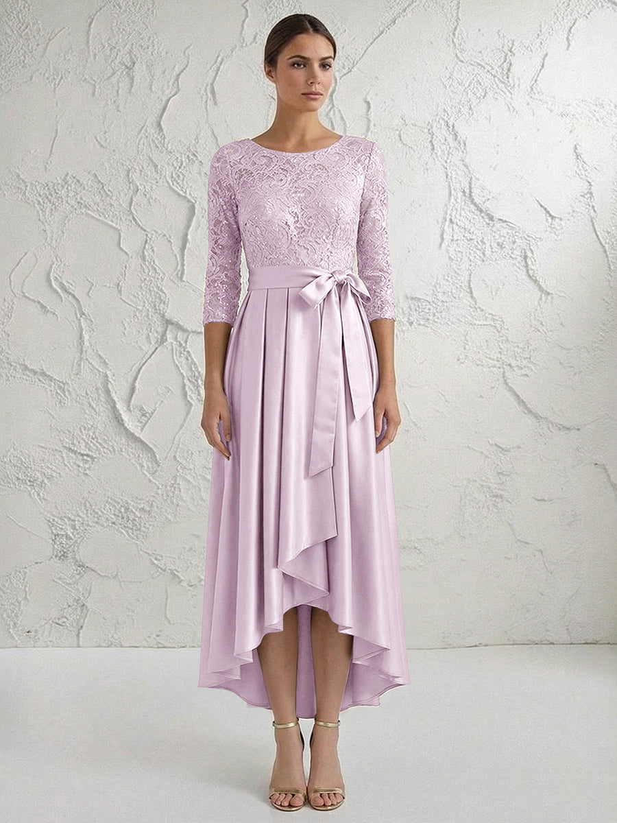 A Line/Princess Round Neck Elegant Mother of the Bride Dresses with Bow