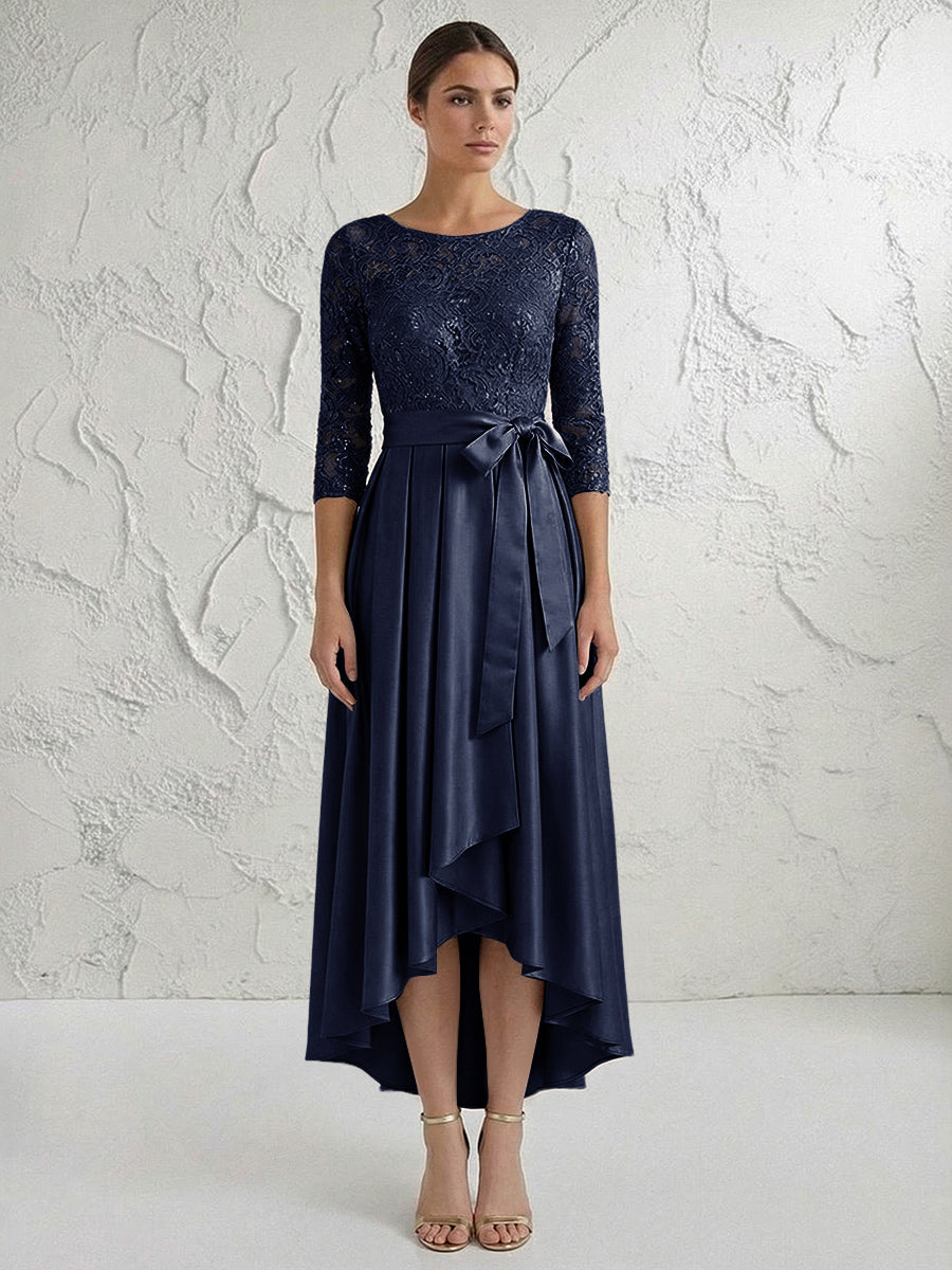 A Line/Princess Round Neck Elegant Mother of the Bride Dresses with Bow