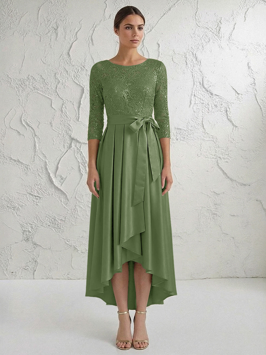 A Line/Princess Round Neck Elegant Mother of the Bride Dresses with Bow