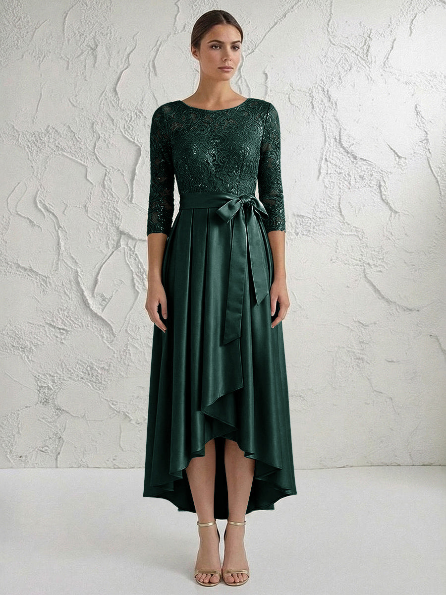 A Line/Princess Round Neck Elegant Mother of the Bride Dresses with Bow