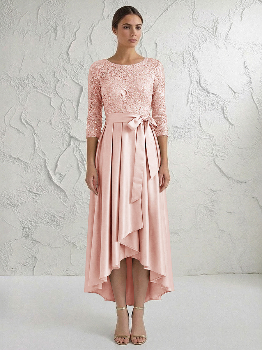 A Line/Princess Round Neck Elegant Mother of the Bride Dresses with Bow