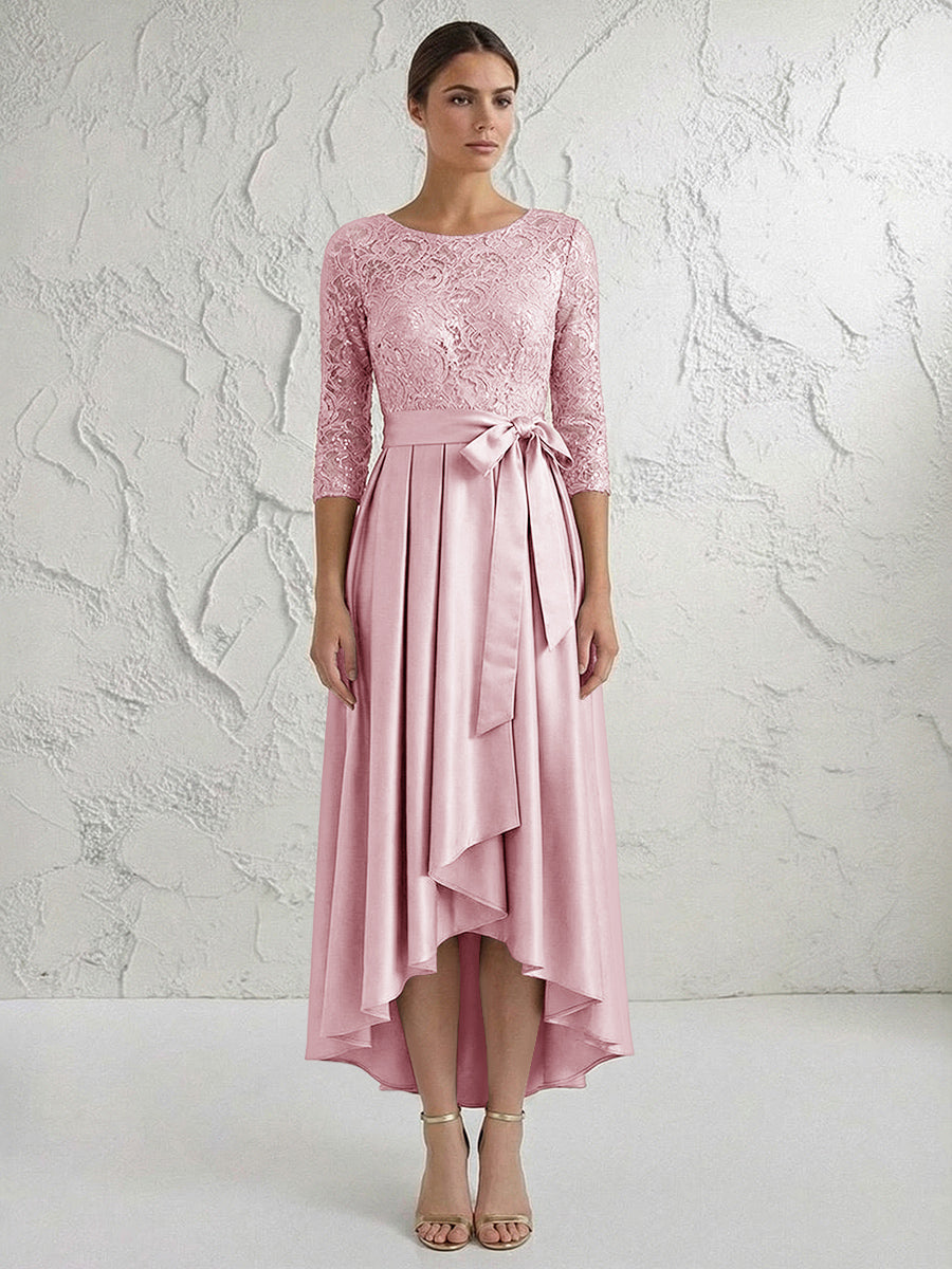 A Line/Princess Round Neck Elegant Mother of the Bride Dresses with Bow