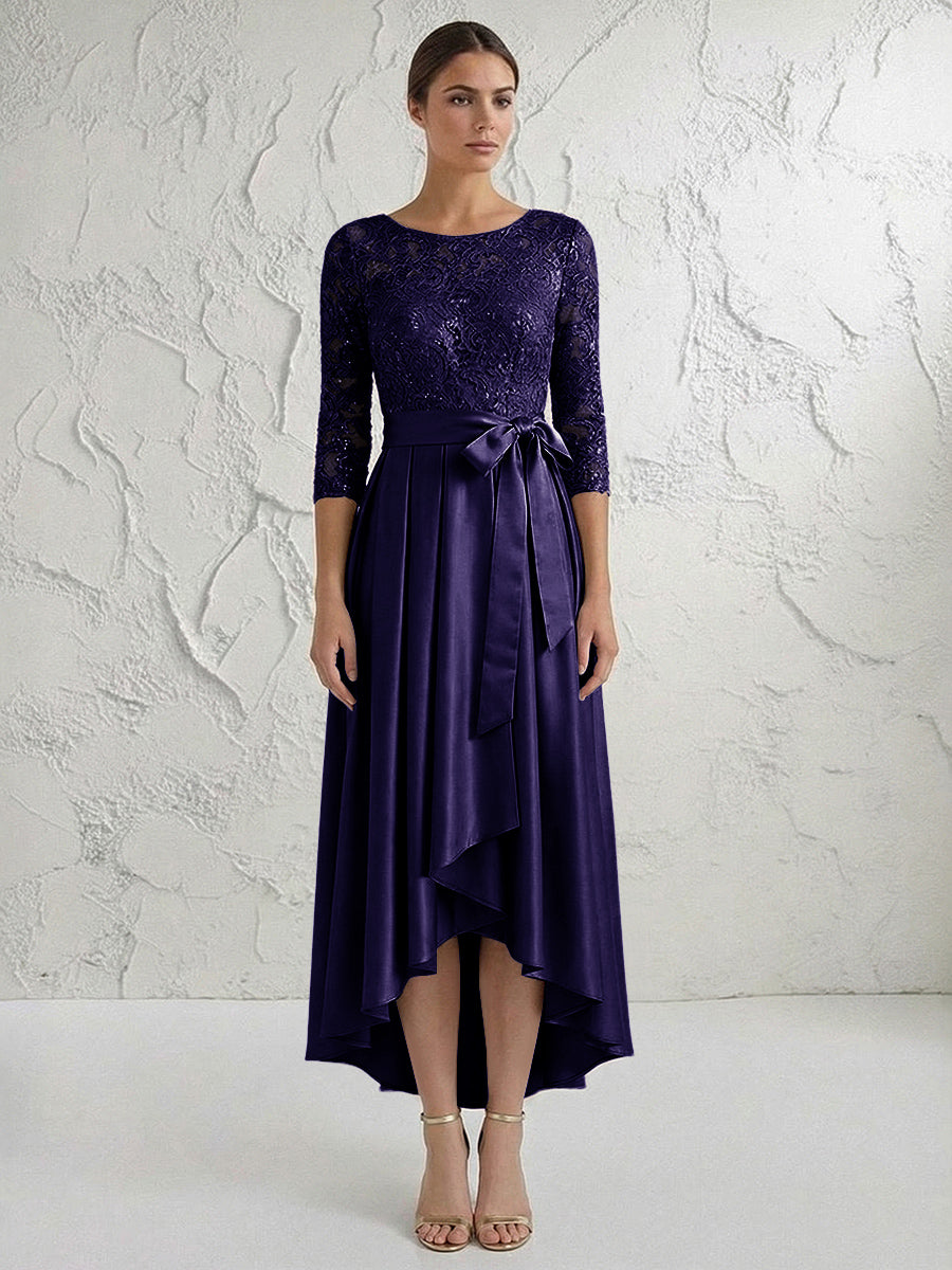 A Line/Princess Round Neck Elegant Mother of the Bride Dresses with Bow