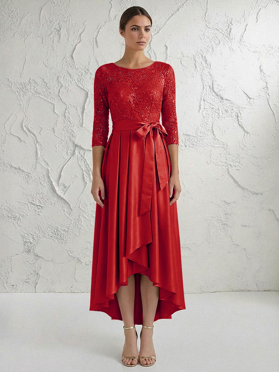 A Line/Princess Round Neck Elegant Mother of the Bride Dresses with Bow