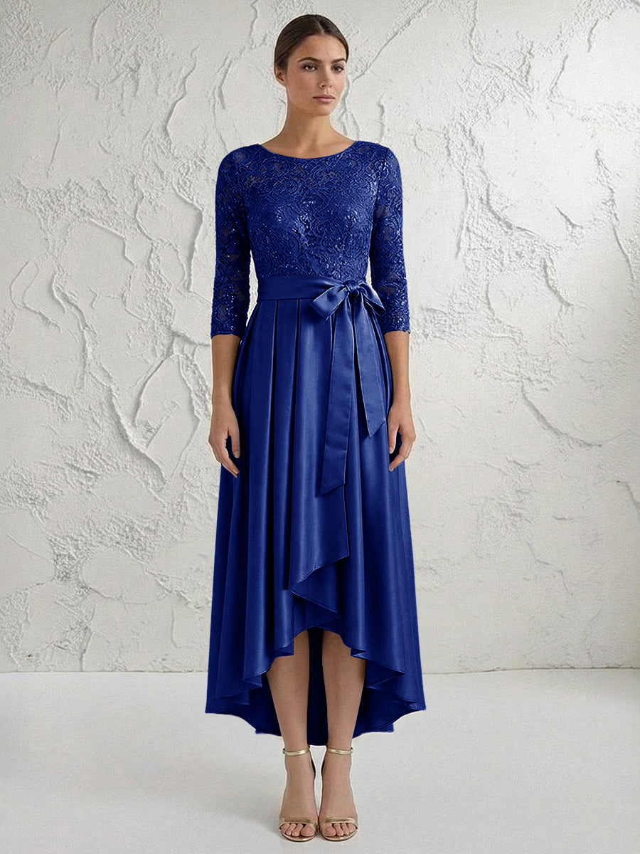 A Line/Princess Round Neck Elegant Mother of the Bride Dresses with Bow