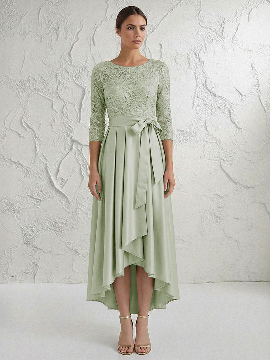 A Line/Princess Round Neck Elegant Mother of the Bride Dresses with Bow