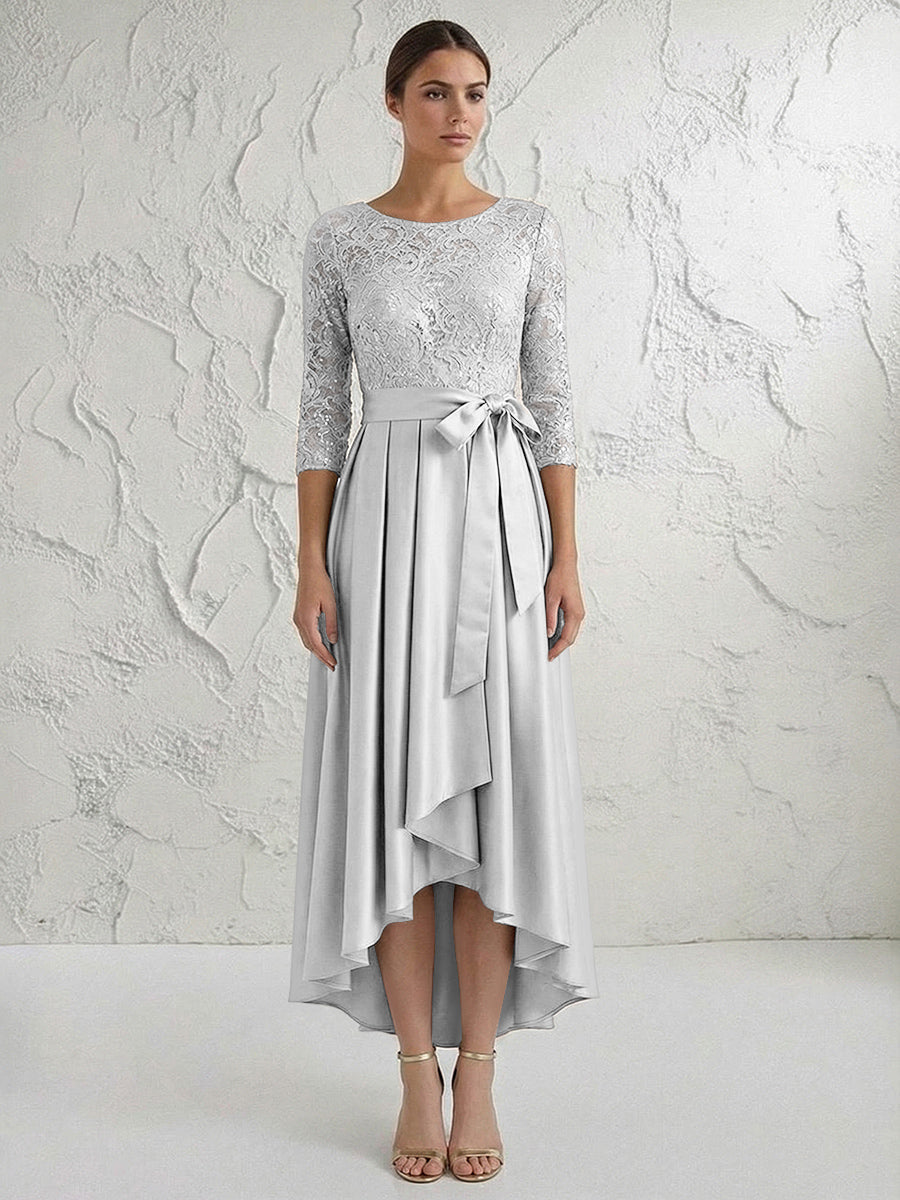 A Line/Princess Round Neck Elegant Mother of the Bride Dresses with Bow