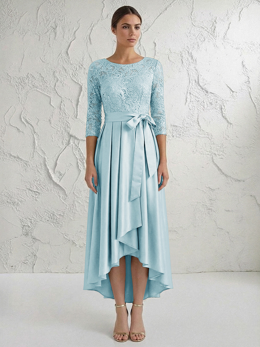 A Line/Princess Round Neck Elegant Mother of the Bride Dresses with Bow