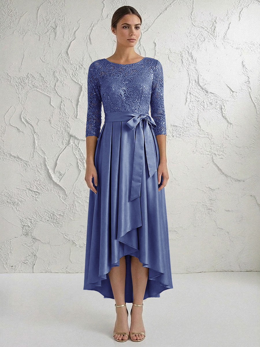 A Line/Princess Round Neck Elegant Mother of the Bride Dresses with Bow