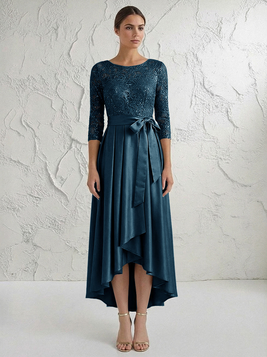 A Line/Princess Round Neck Elegant Mother of the Bride Dresses with Bow