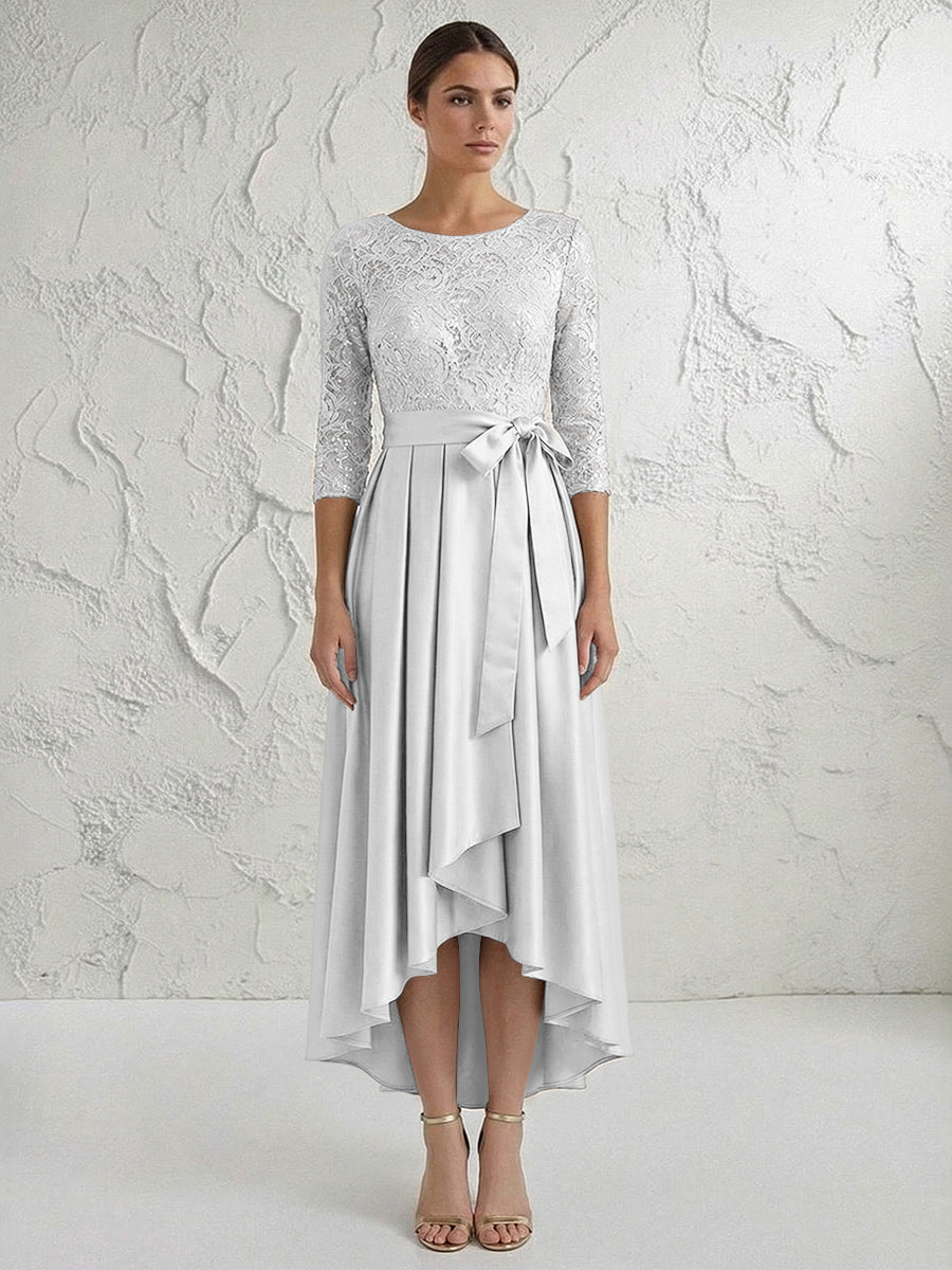 A Line/Princess Round Neck Elegant Mother of the Bride Dresses with Bow