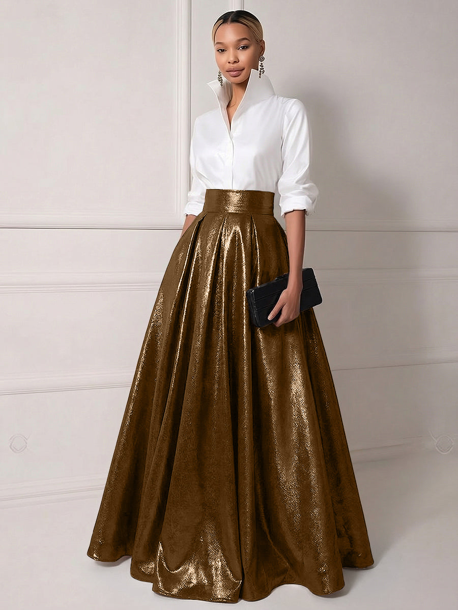 A Line Shirt Collar Half Sleeve Long Elegant Mother of the Bride Dresses with Pleats