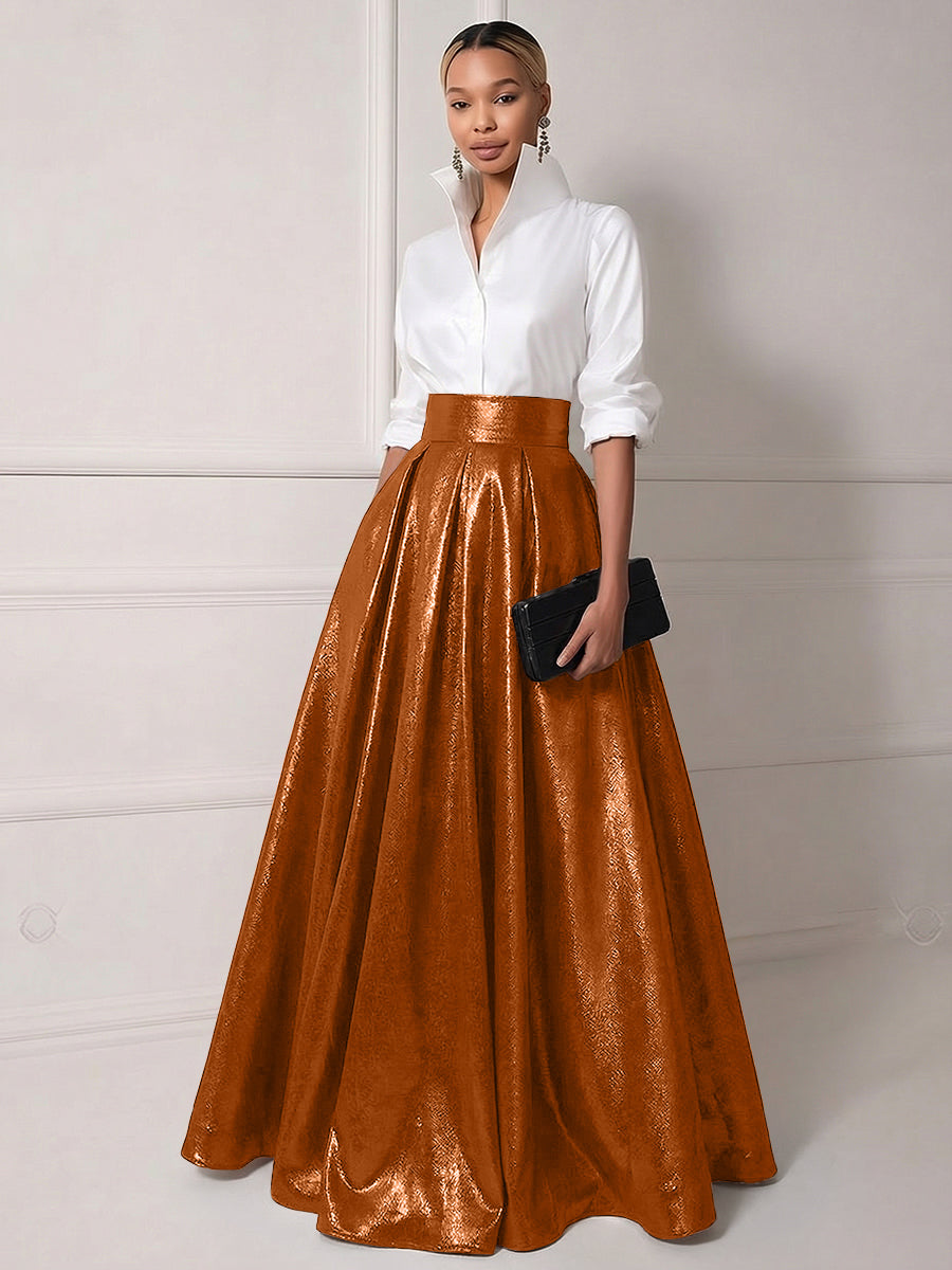 A Line Shirt Collar Half Sleeve Long Elegant Mother of the Bride Dresses with Pleats