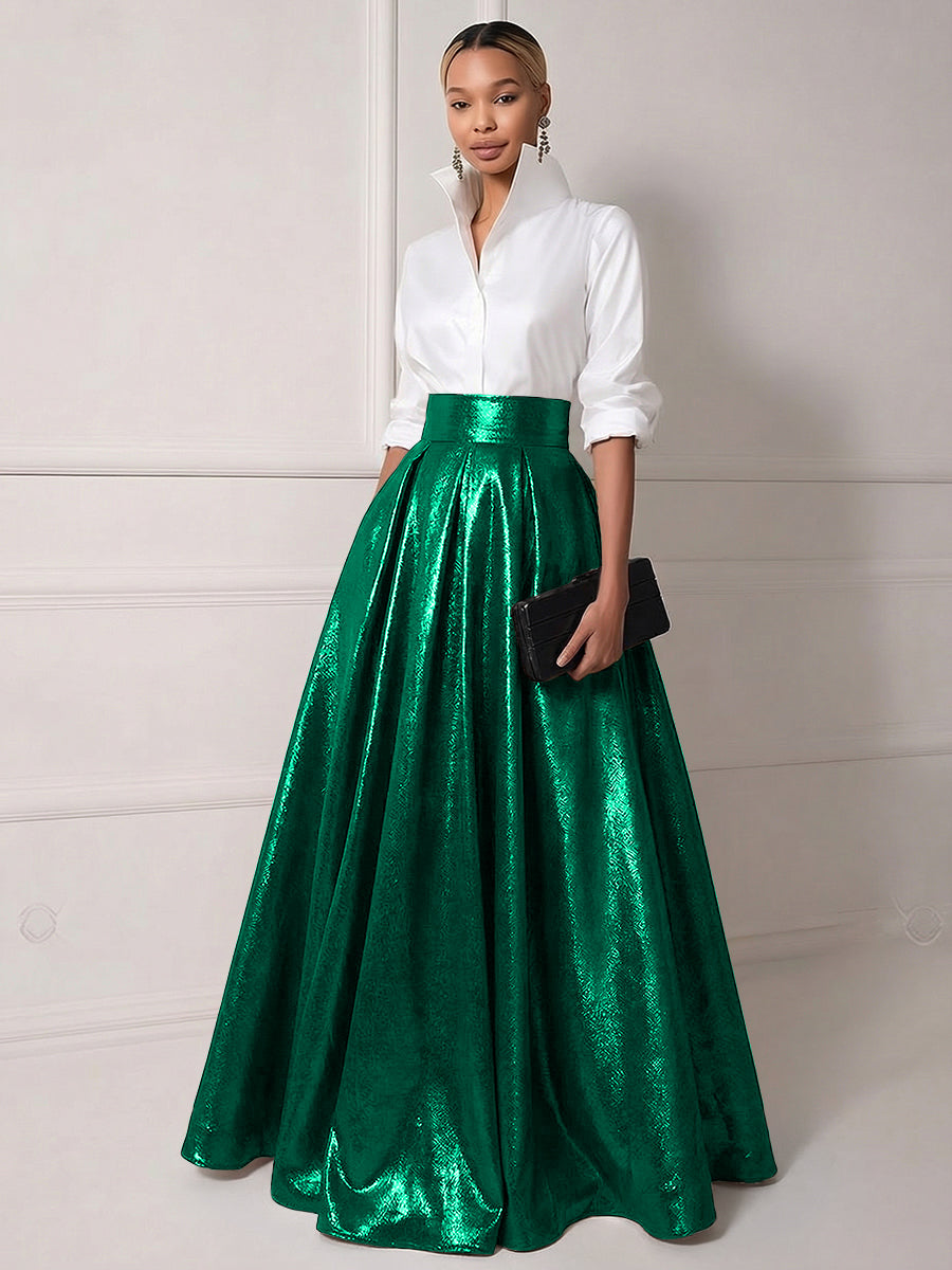A Line Shirt Collar Half Sleeve Long Elegant Mother of the Bride Dresses with Pleats