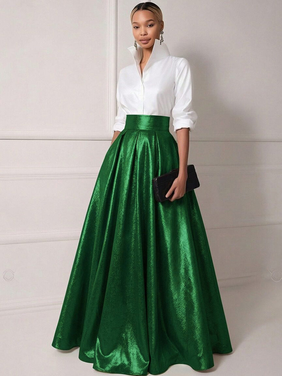 A Line Shirt Collar Half Sleeve Long Elegant Mother of the Bride Dresses with Pleats