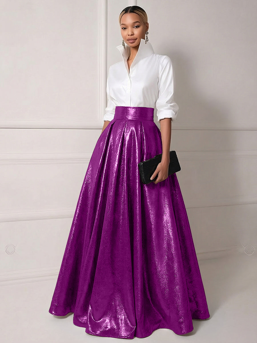 A Line Shirt Collar Half Sleeve Long Elegant Mother of the Bride Dresses with Pleats