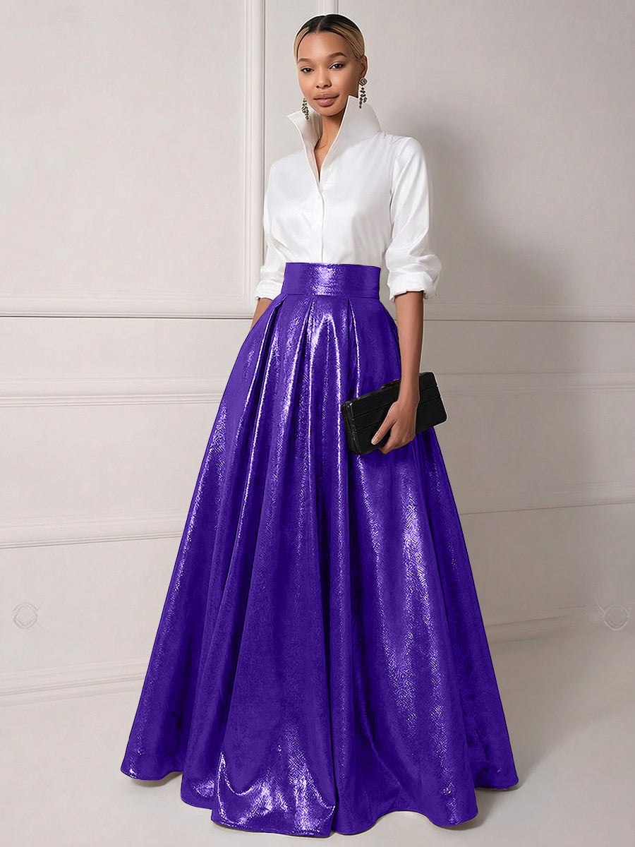 A Line Shirt Collar Half Sleeve Long Elegant Mother of the Bride Dresses with Pleats