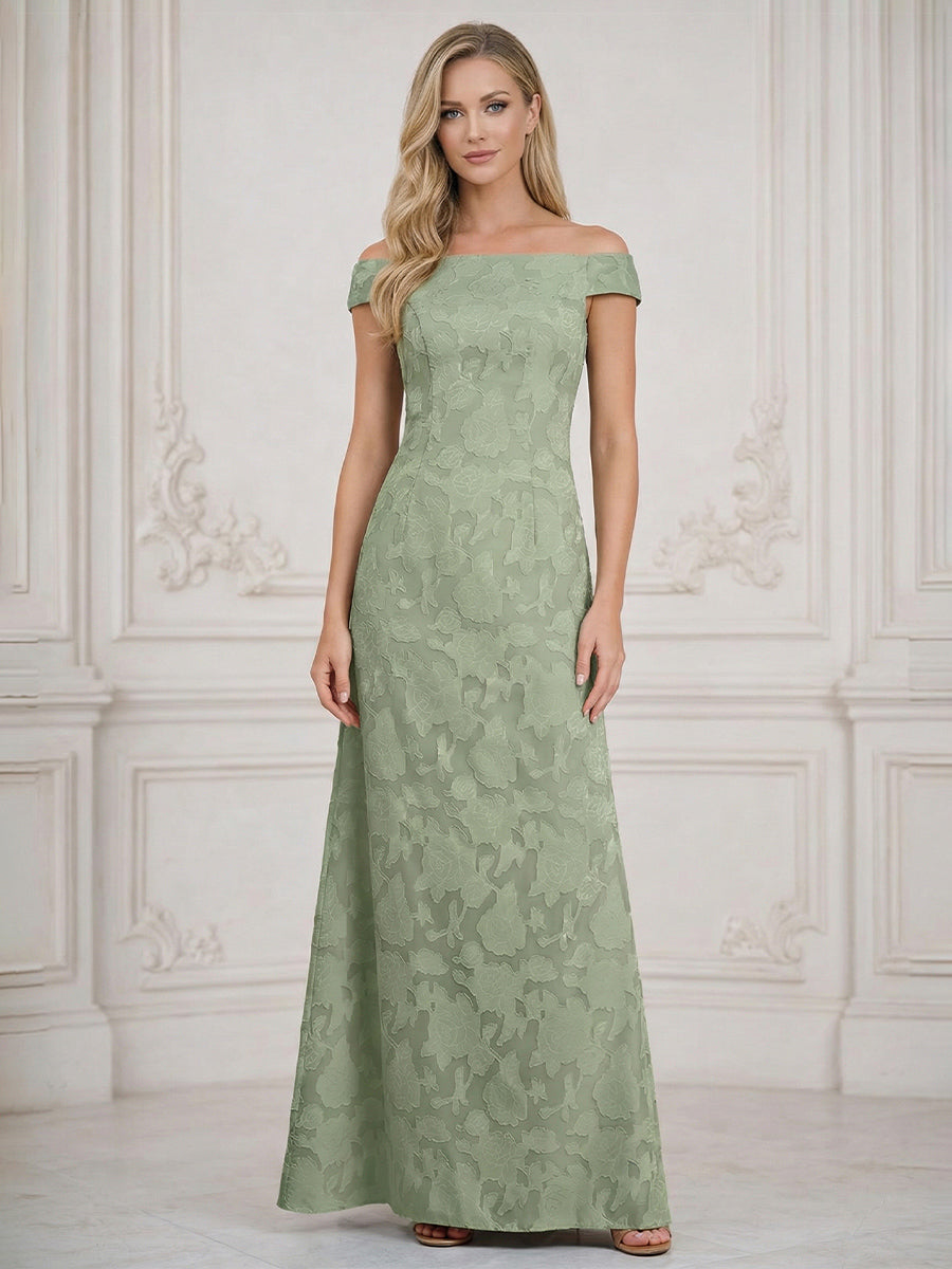 A Line Off Shoulder Floral Chiffon Sleeveless Floral Mother of the Bride Dresses