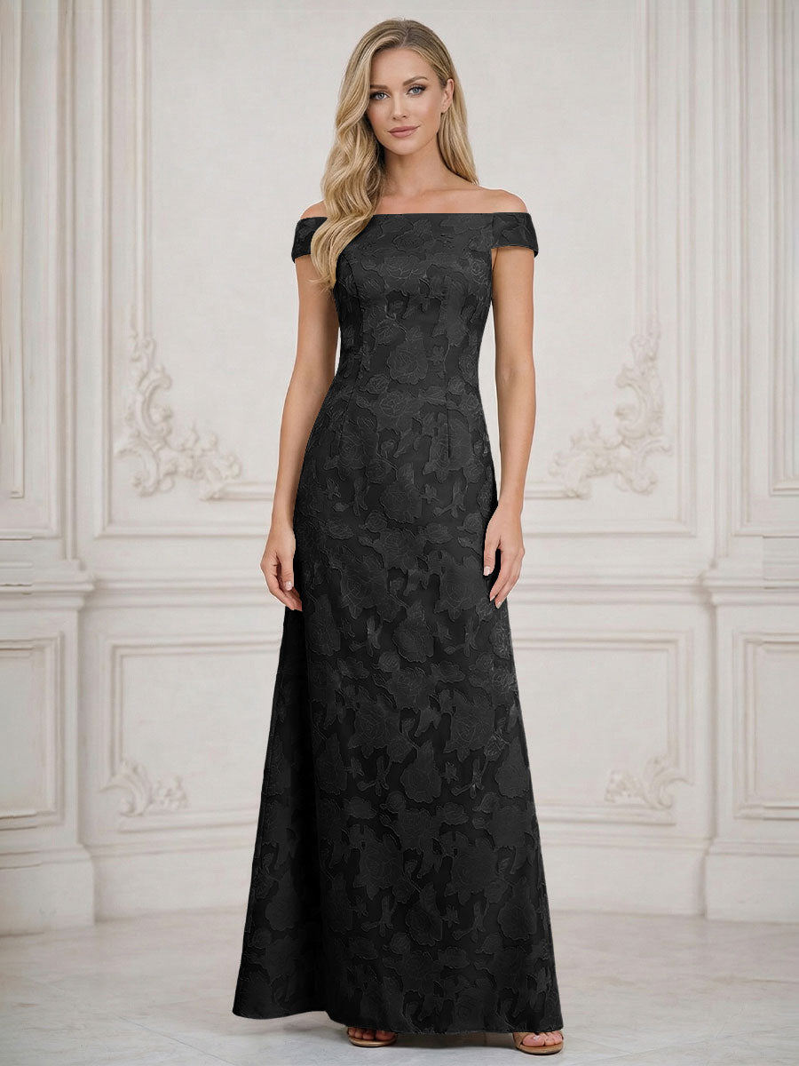 A Line Off Shoulder Floral Chiffon Sleeveless Floral Mother of the Bride Dresses