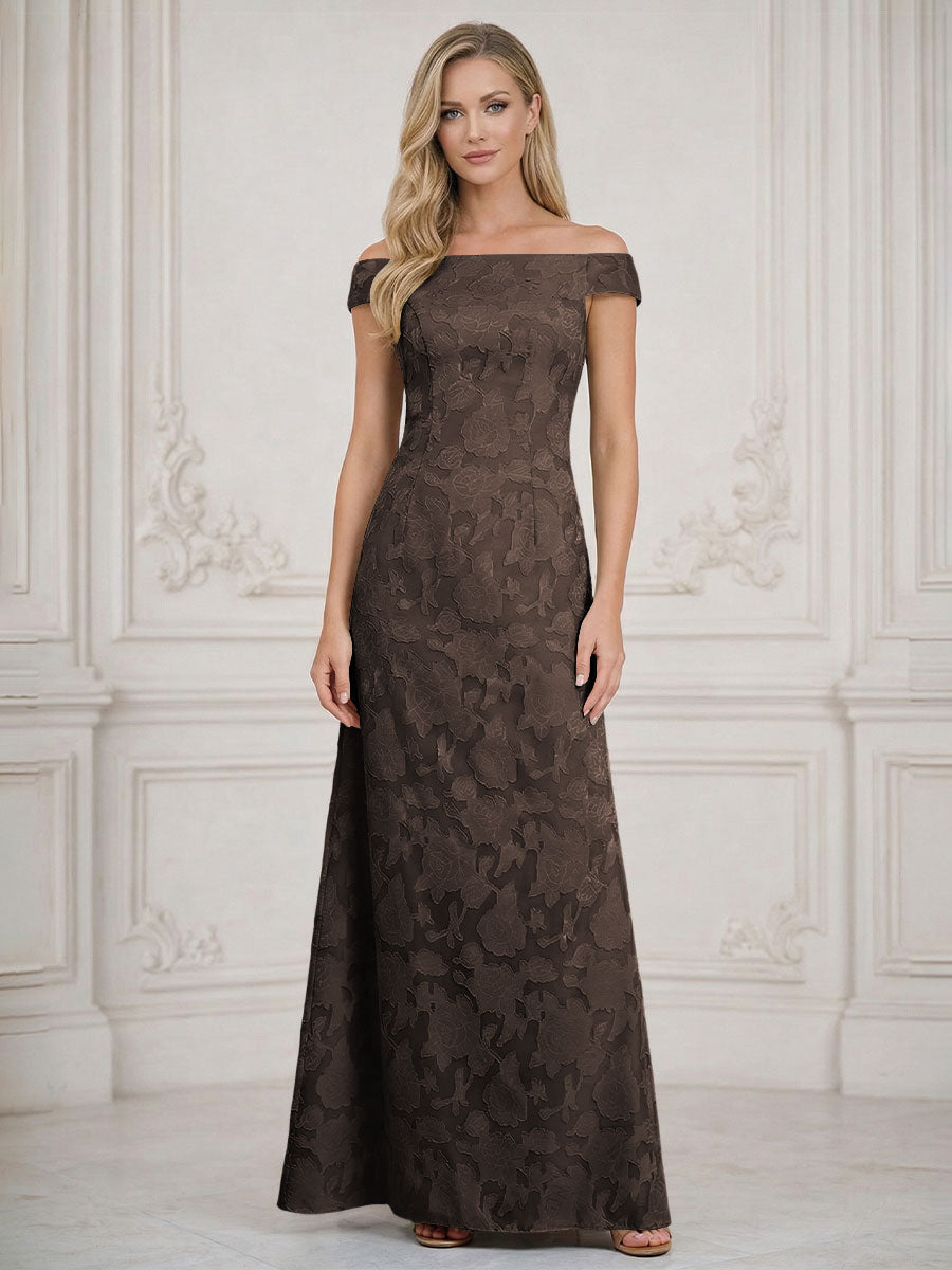 A Line Off Shoulder Floral Chiffon Sleeveless Floral Mother of the Bride Dresses