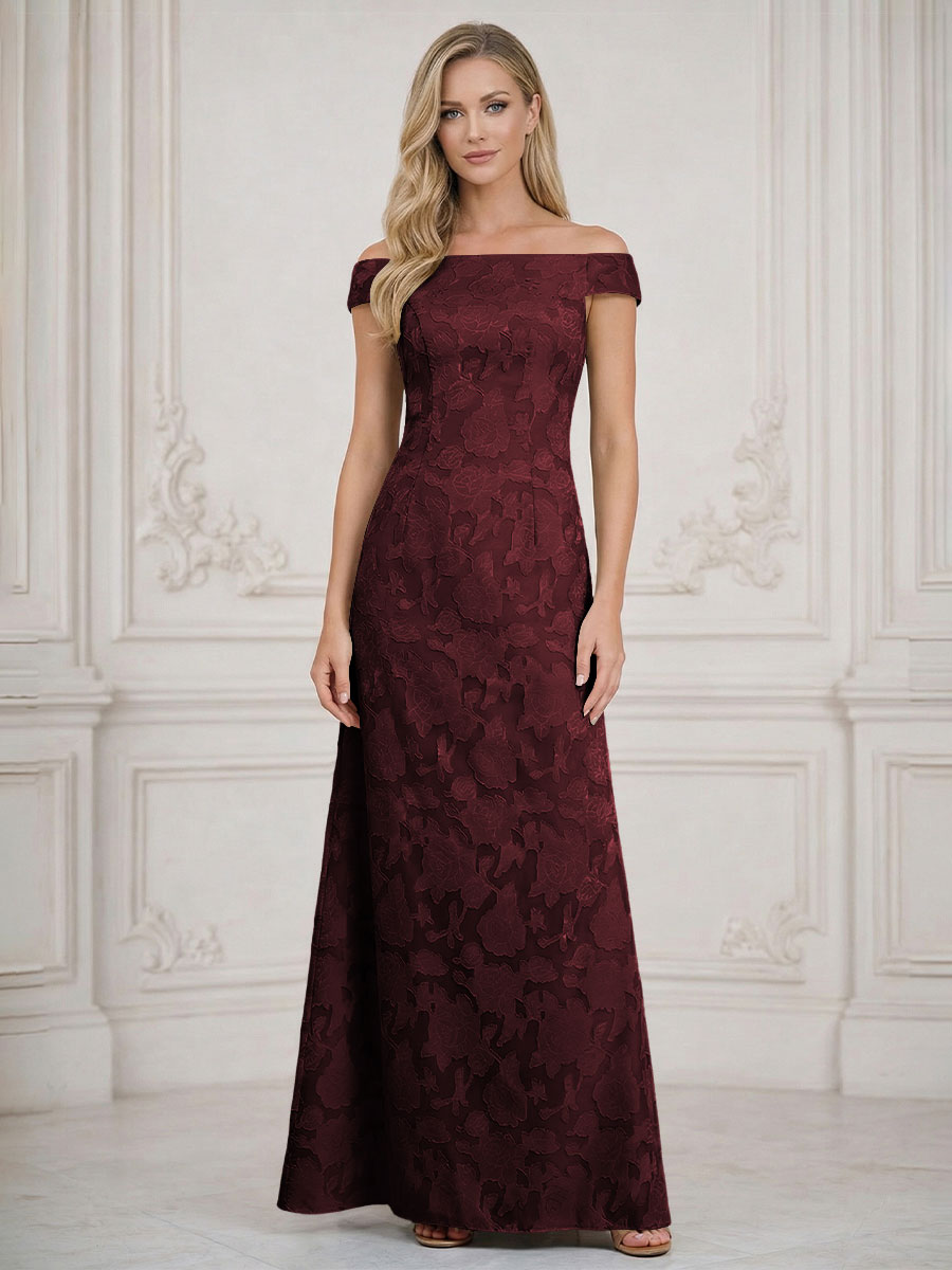 A Line Off Shoulder Floral Chiffon Sleeveless Floral Mother of the Bride Dresses