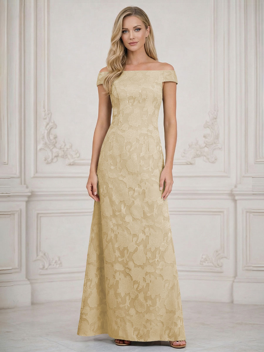 A Line Off Shoulder Floral Chiffon Sleeveless Floral Mother of the Bride Dresses