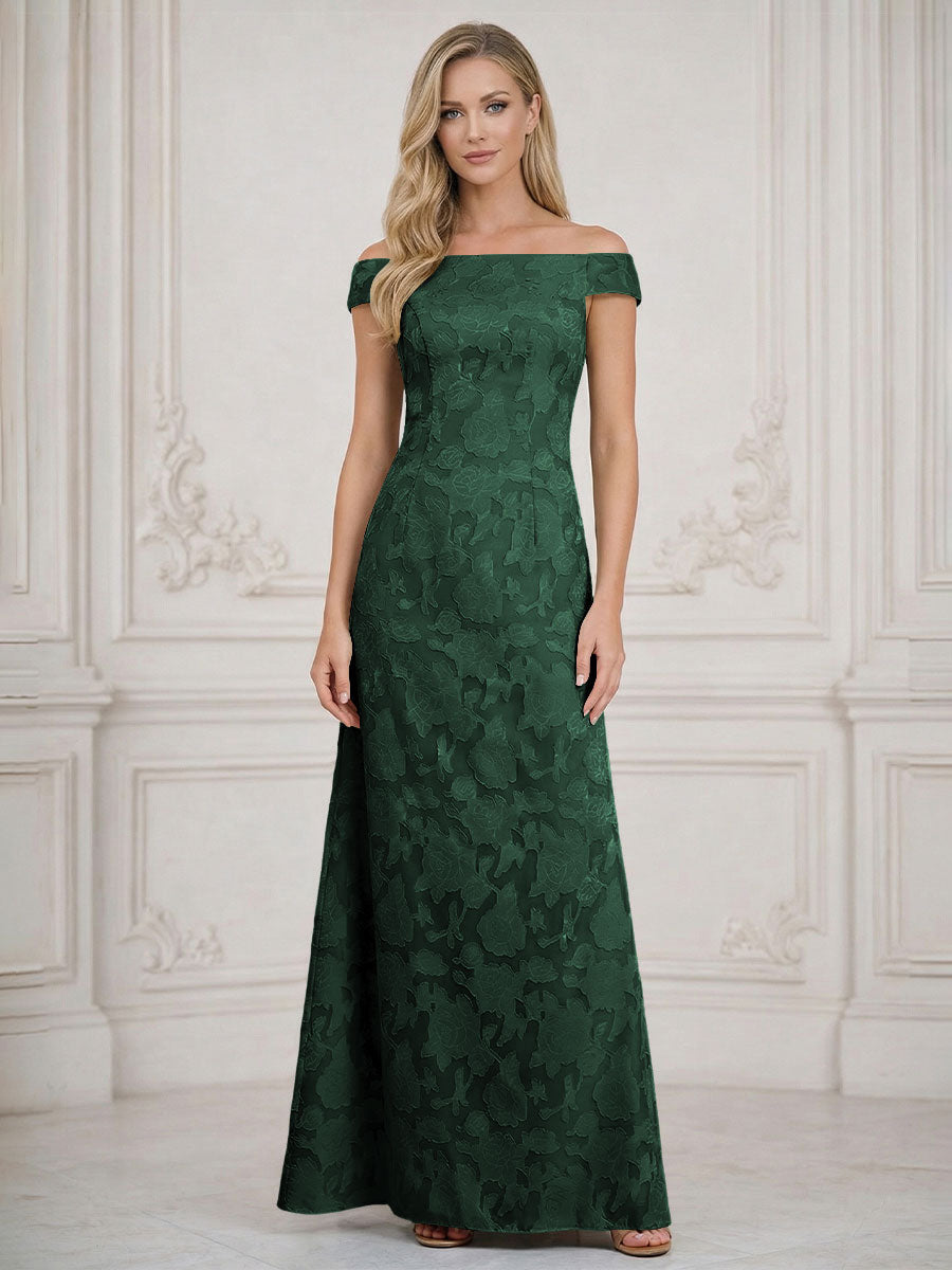 A Line Off Shoulder Floral Chiffon Sleeveless Floral Mother of the Bride Dresses