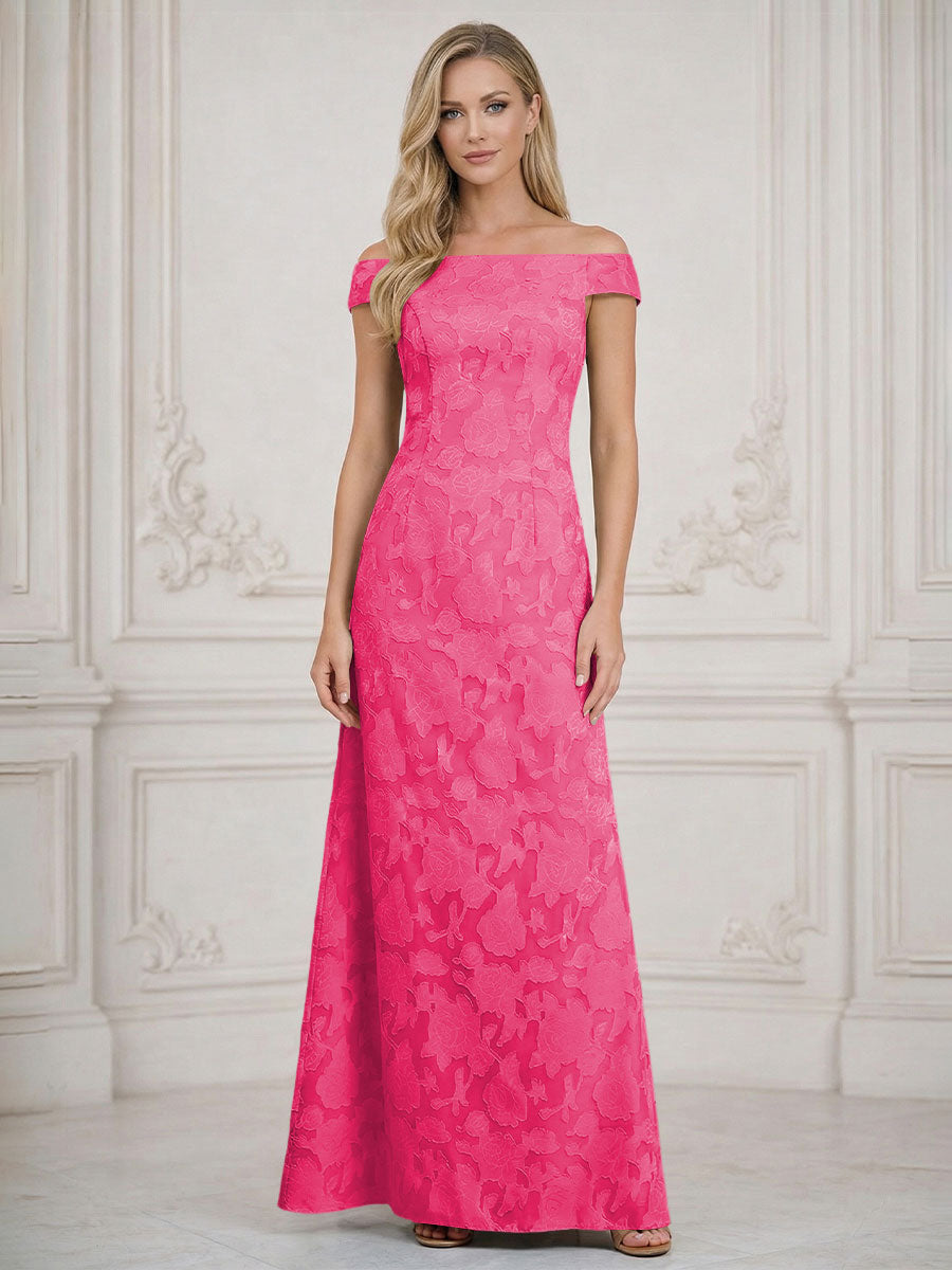 A Line Off Shoulder Floral Chiffon Sleeveless Floral Mother of the Bride Dresses