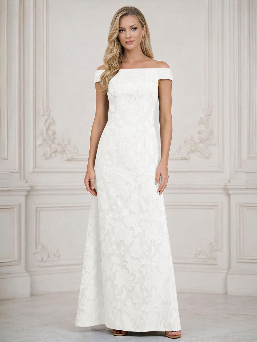 A Line Off Shoulder Floral Chiffon Sleeveless Floral Mother of the Bride Dresses