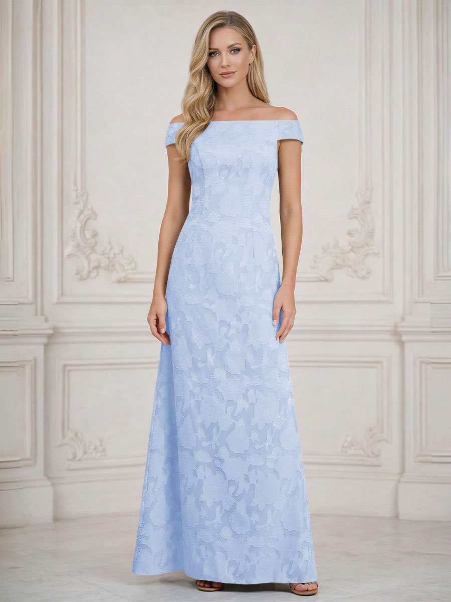 A Line Off Shoulder Floral Chiffon Sleeveless Floral Mother of the Bride Dresses