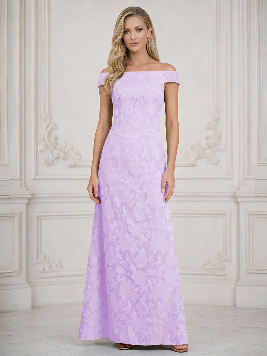 A Line Off Shoulder Floral Chiffon Sleeveless Floral Mother of the Bride Dresses