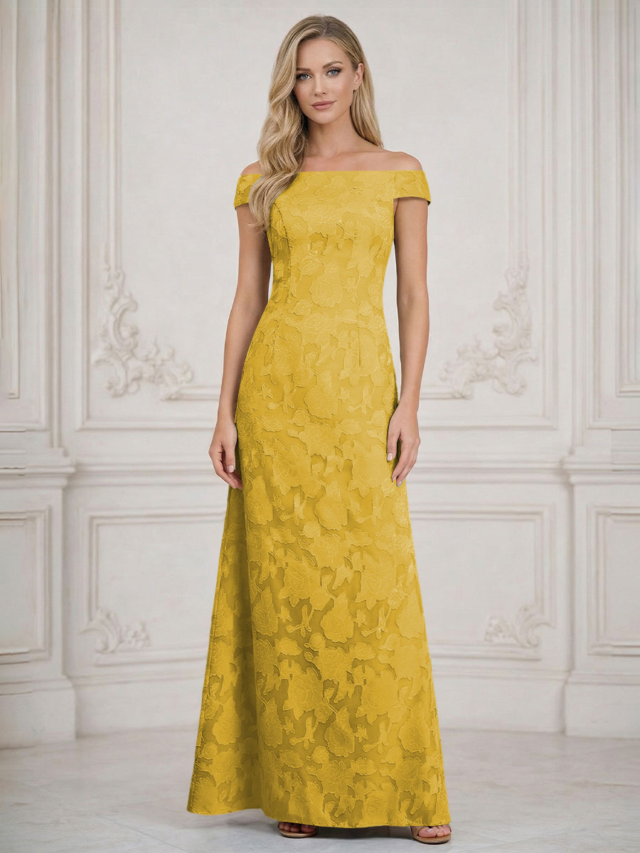 A Line Off Shoulder Floral Chiffon Sleeveless Floral Mother of the Bride Dresses