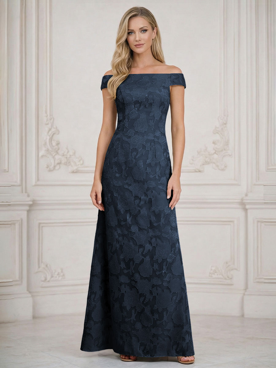 A Line Off Shoulder Floral Chiffon Sleeveless Floral Mother of the Bride Dresses