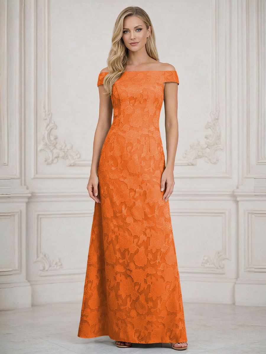 A Line Off Shoulder Floral Chiffon Sleeveless Floral Mother of the Bride Dresses