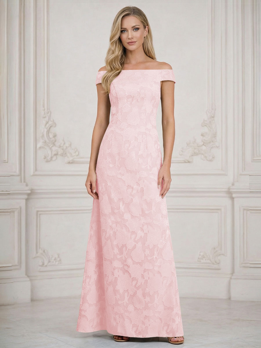 A Line Off Shoulder Floral Chiffon Sleeveless Floral Mother of the Bride Dresses