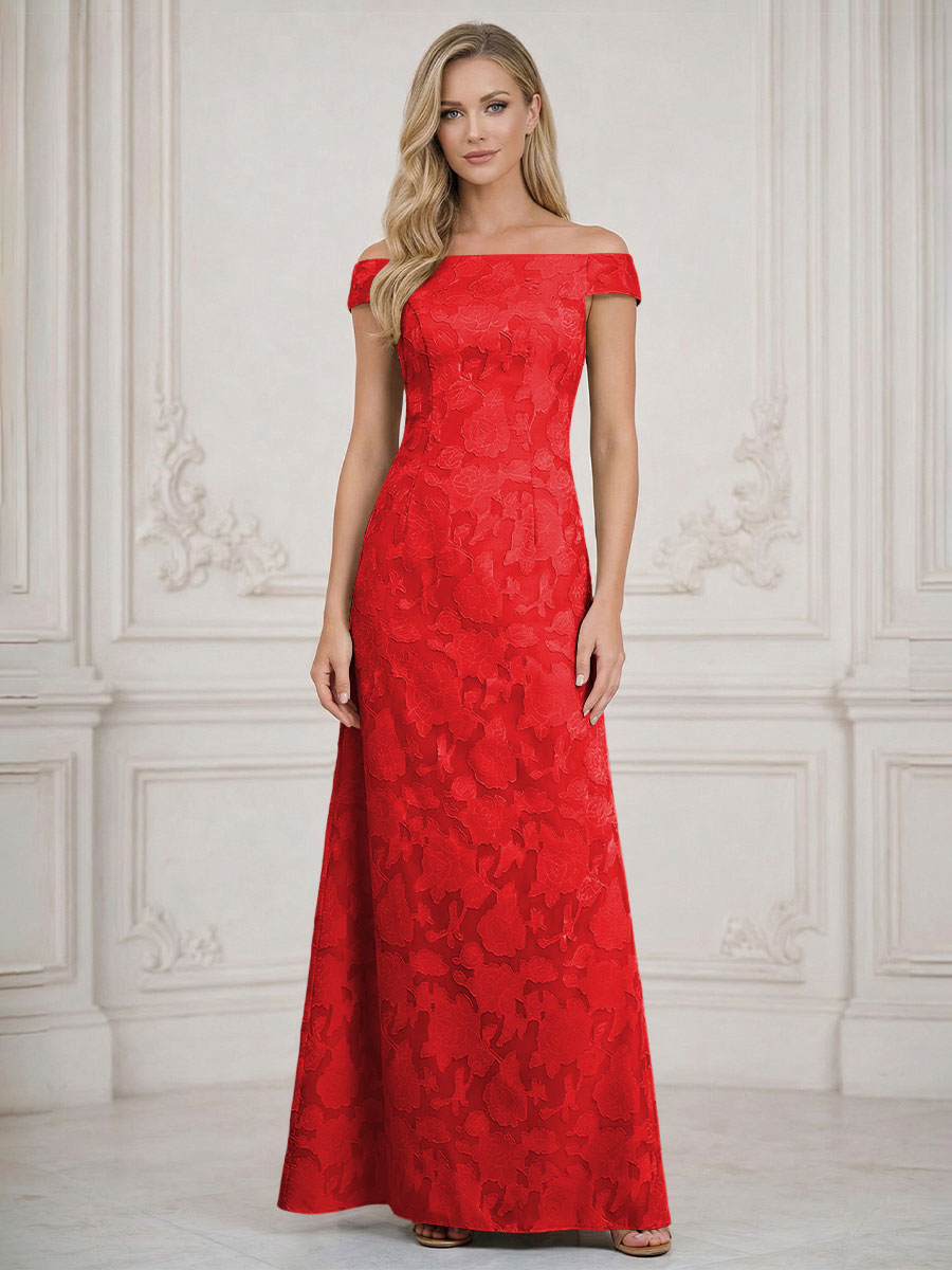 A Line Off Shoulder Floral Chiffon Sleeveless Floral Mother of the Bride Dresses