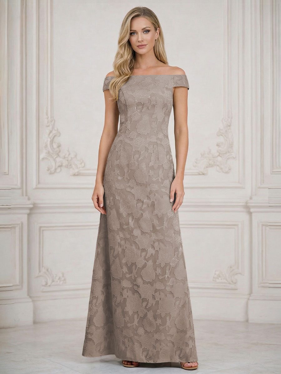 A Line Off Shoulder Floral Chiffon Sleeveless Floral Mother of the Bride Dresses