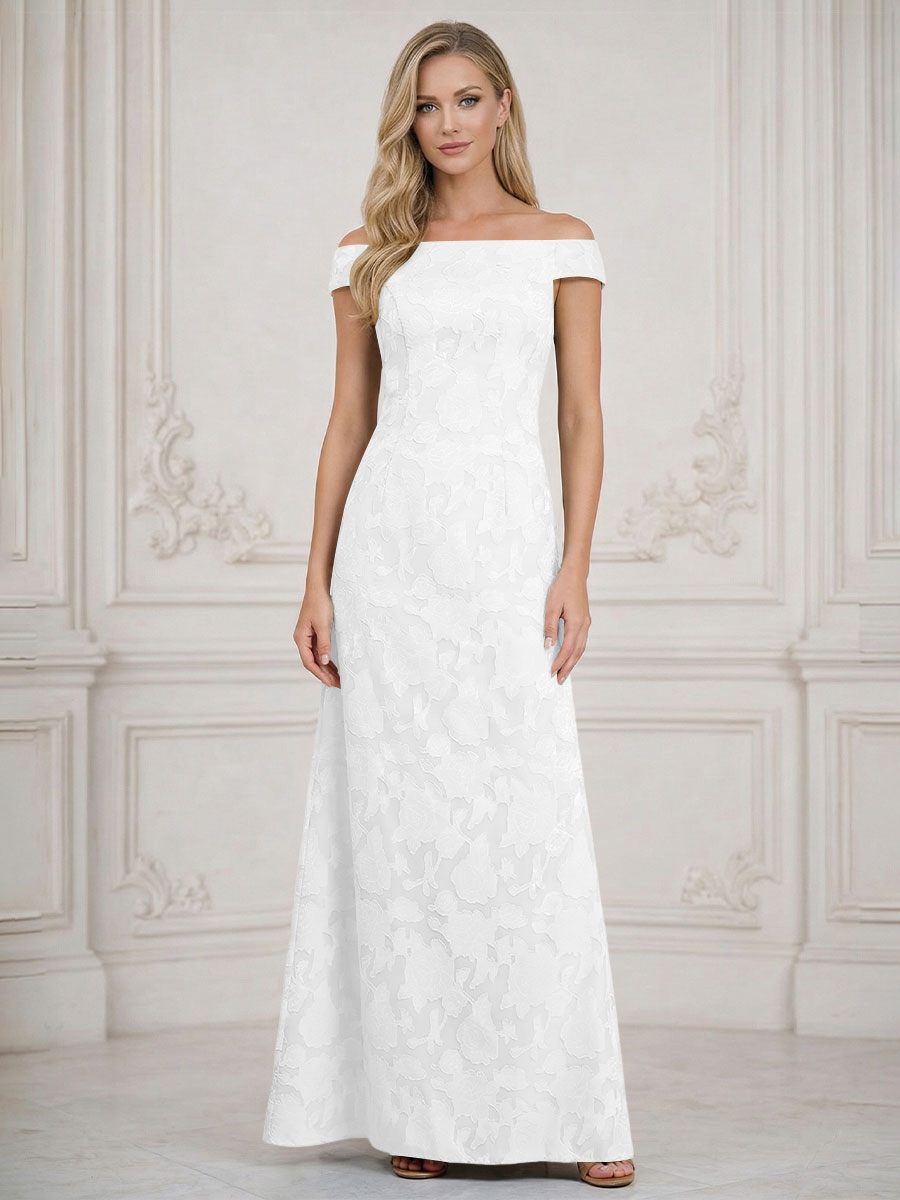 A Line Off Shoulder Floral Chiffon Sleeveless Floral Mother of the Bride Dresses