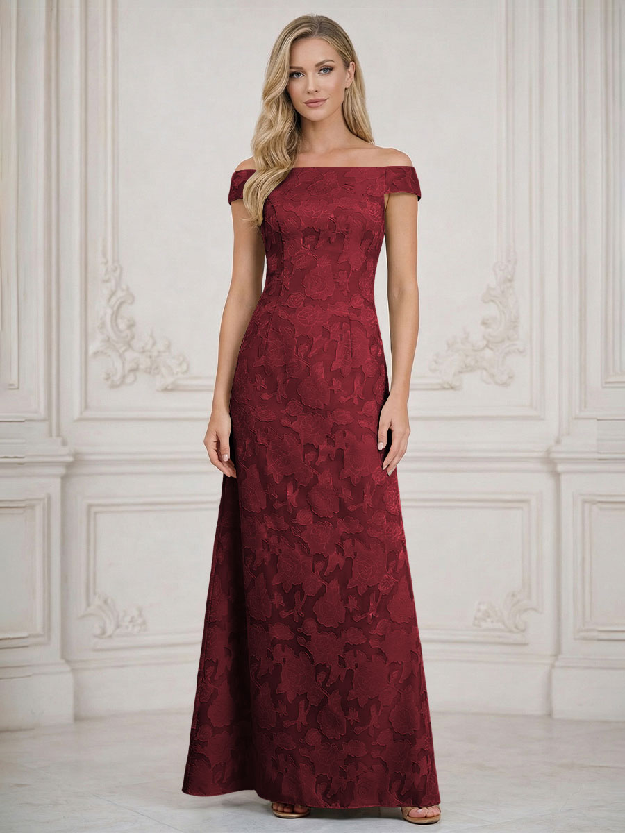 A Line Off Shoulder Floral Chiffon Sleeveless Floral Mother of the Bride Dresses