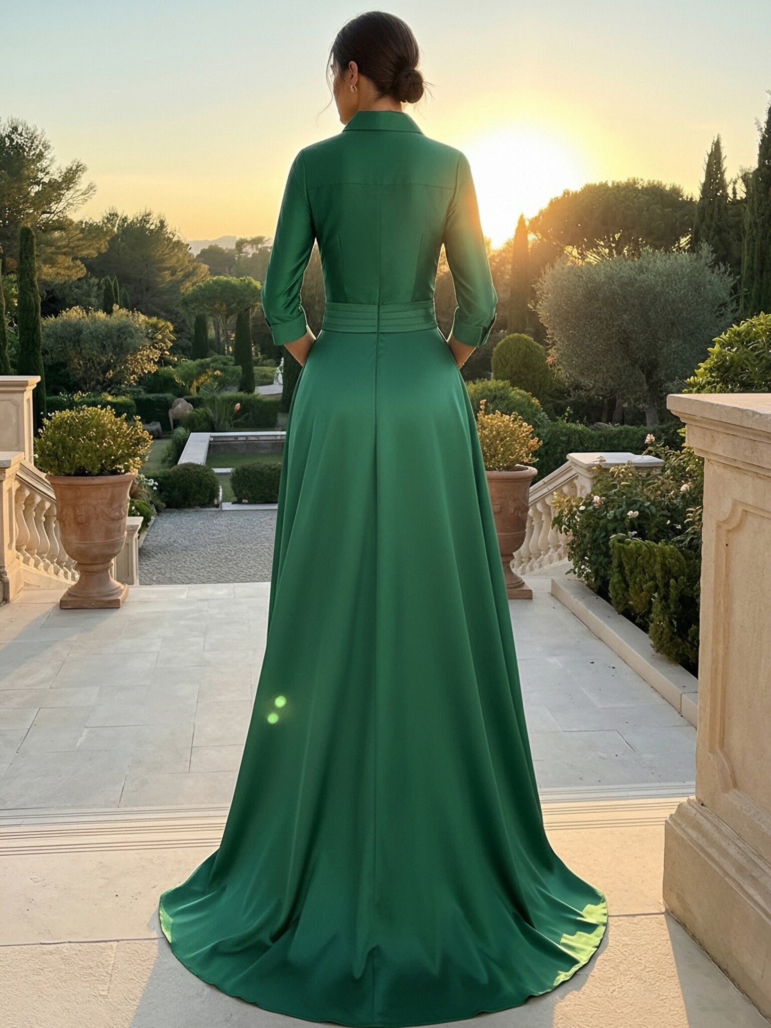 3/4 Sleeve Appliques Satin Mother of the Bride Dresses