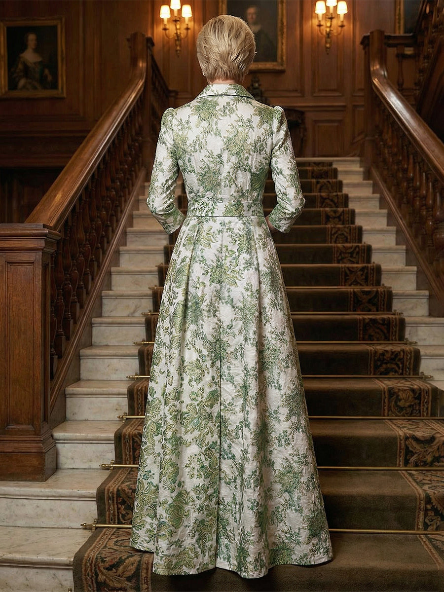 3/4 Sleeve Jacquard A Line Mother of the Bride Dresses