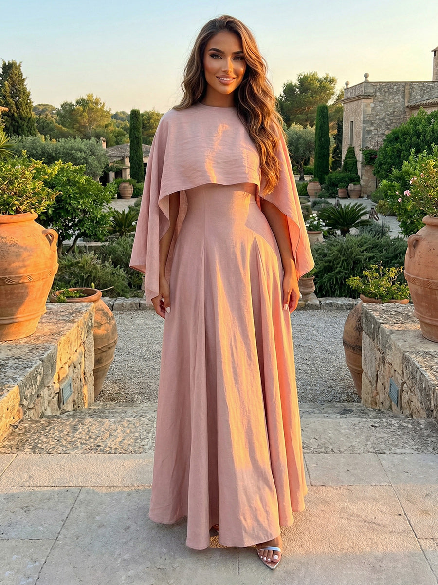 A-Line Chiffon Cape Sleeves Floor-Length Mother of the Bride & Groom Dresses