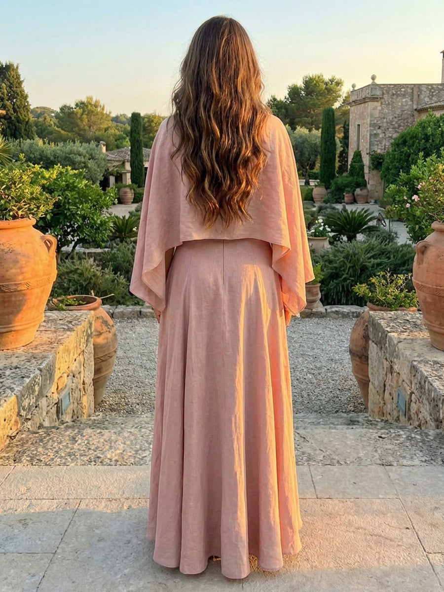 A-Line Chiffon Cape Sleeves Floor-Length Mother of the Bride & Groom Dresses