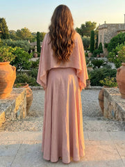 A-Line Chiffon Cape Sleeves Floor-Length Mother of the Bride & Groom Dresses