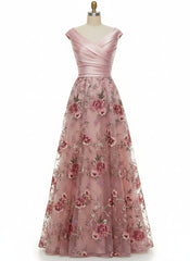 A-Line Floral Sequin Lace Floor-Length Mother of the Bride & Groom Dresses with Ruched Satin Bodice